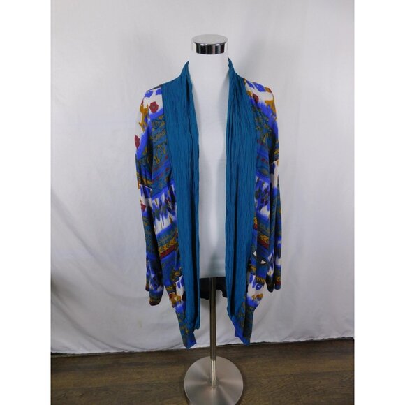 AKF Woman Sweater Womens 18 Multicolor Open Front Cardigan Boho Made in USA - Picture 1 of 11